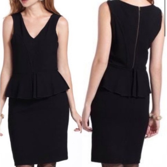 Ganni Miss Marple Peplum Sleeveless Deep Plunge Sheath Dress SIZE SMALL - Picture 2 of 8